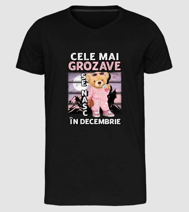 RETRO teddy fetişcană DECEMBRIE model negru pe tricou