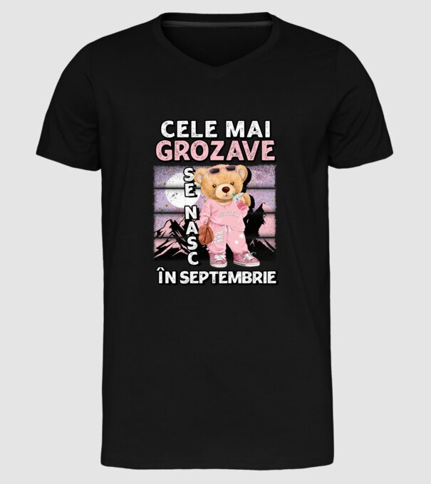 RETRO teddy fetişcană SEPTEMBRIE model negru pe tricou