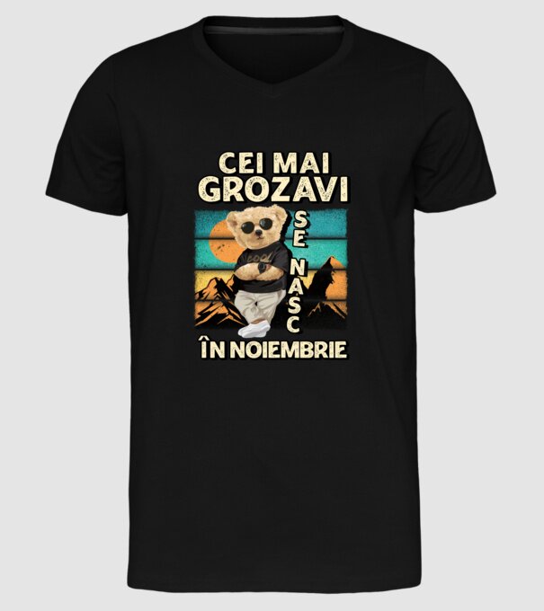 RETRO teddy NOIEMBRIE model negru pe tricou
