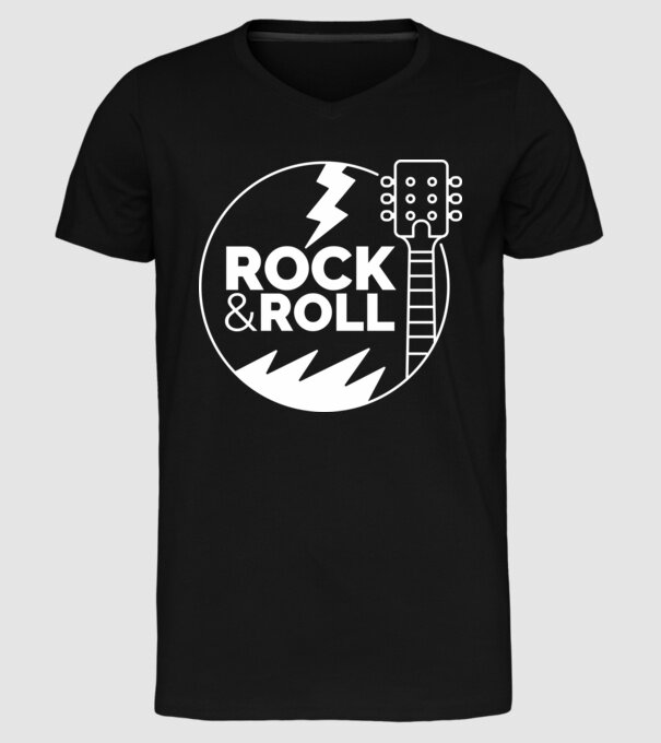Rock n roll model negru pe tricou