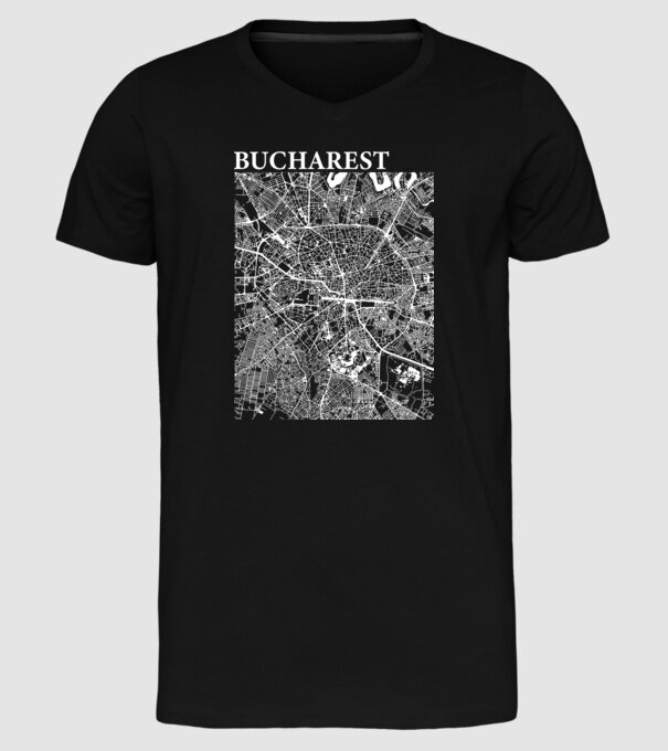 România Bucharest map model negru pe tricou