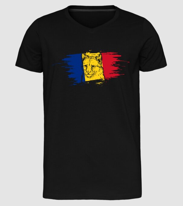 romania eurasian lynx model negru pe tricou