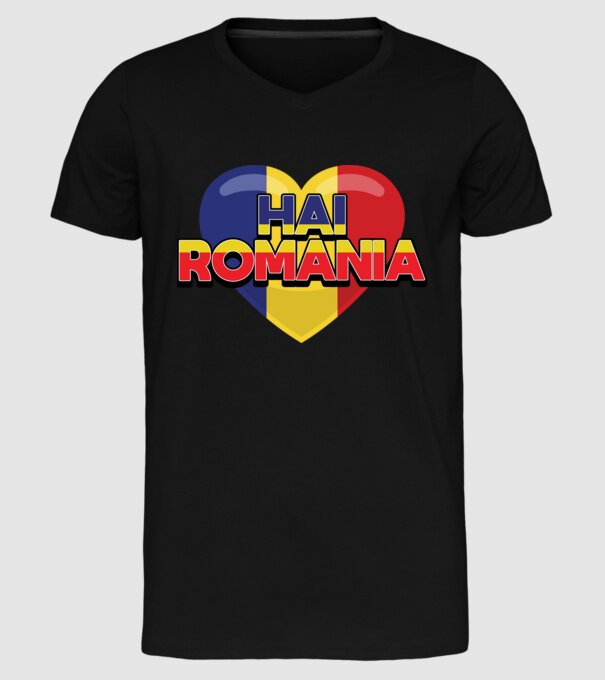 Romania heart model negru pe tricou