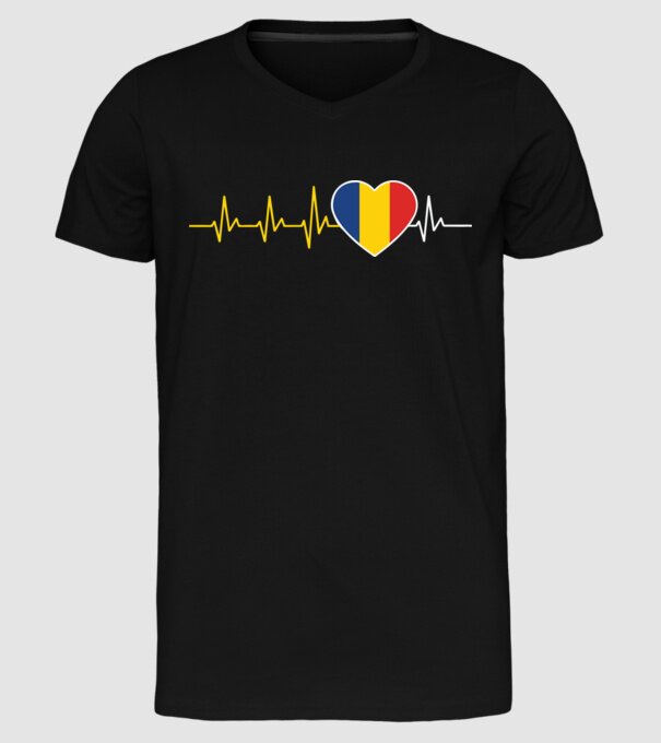 România heartbeat model negru pe tricou