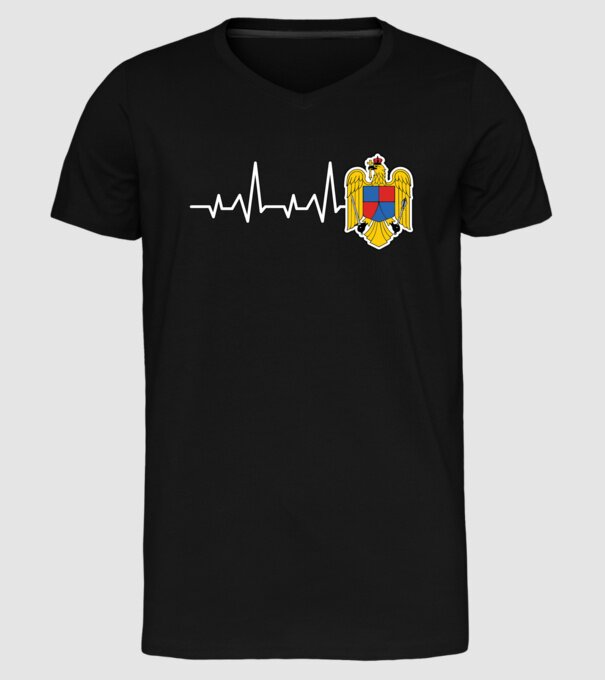 ROMANIA heartbeat model negru pe tricou