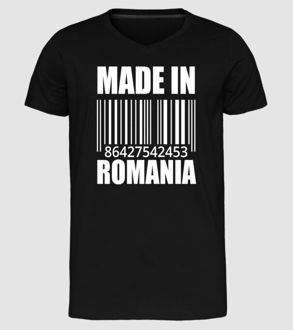 România made in model negru pe tricou
