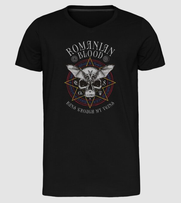 România Romanian Blood model negru pe tricou