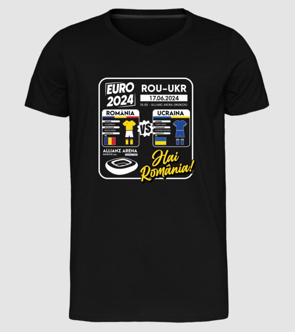 ROU-UKR euro 2024 calendar model negru pe tricou