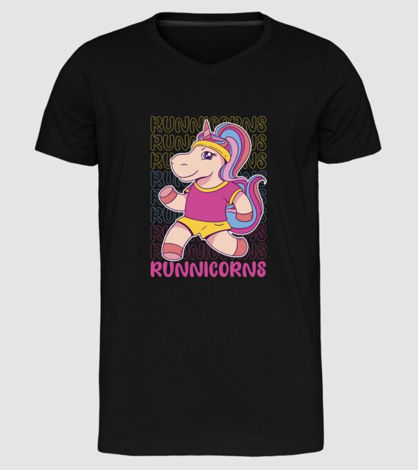 Runnicorns model negru pe tricou