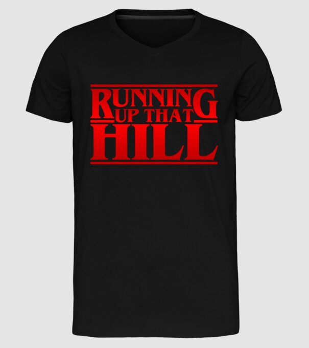 running up that hill model negru pe tricou