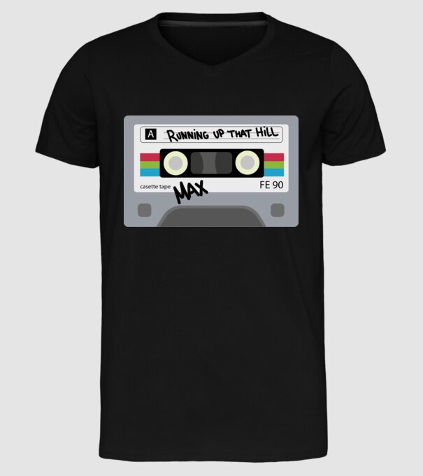 running up that hill casette model negru pe tricou