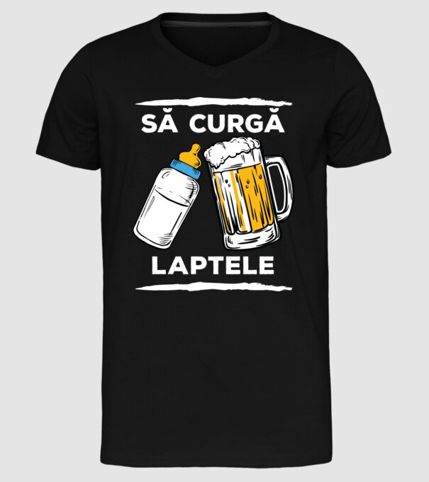 să curgă laptele! model negru pe tricou