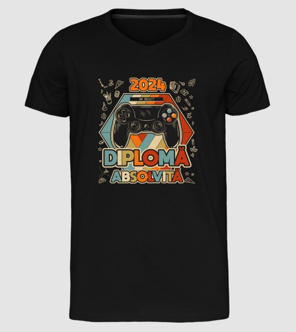școala generală diplomă model negru pe tricou