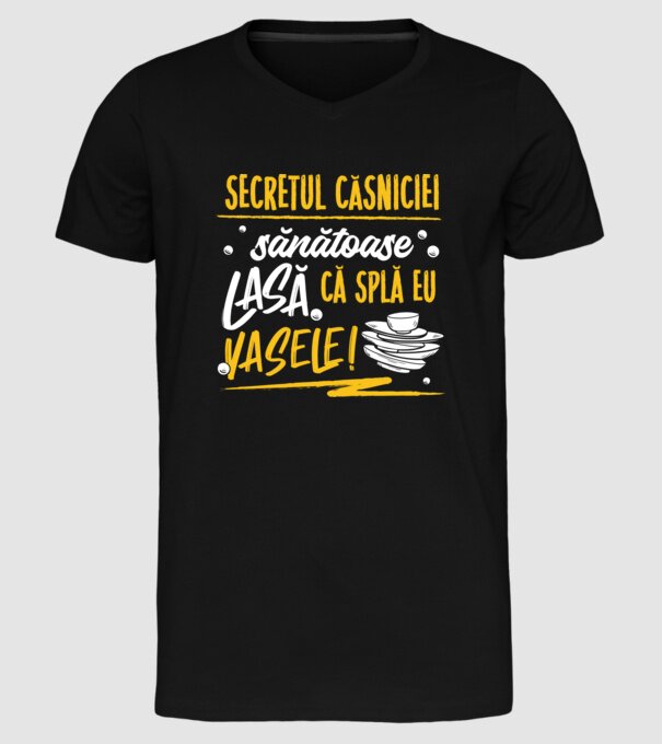 Secretul căsniciei sănătoase model negru pe tricou