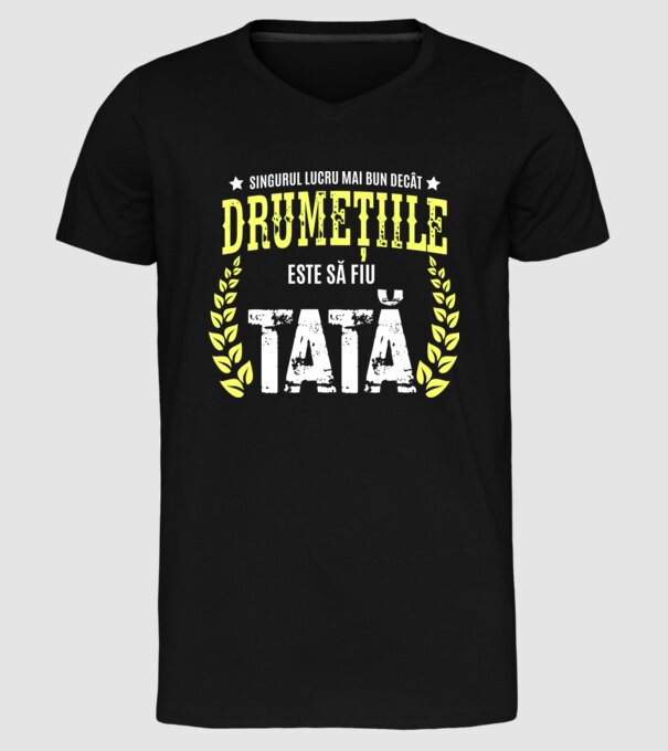 Singurul lucru mai bun decât drumețiile este să fiu tată model negru pe tricou