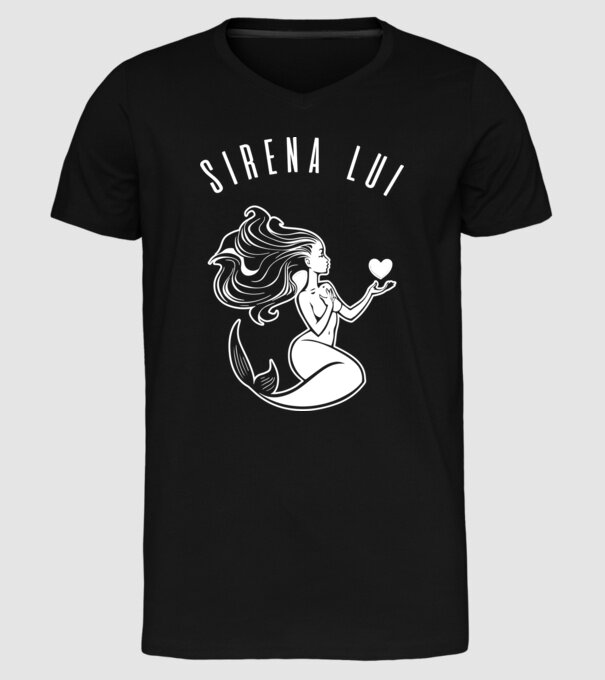 Sirena lui model negru pe tricou