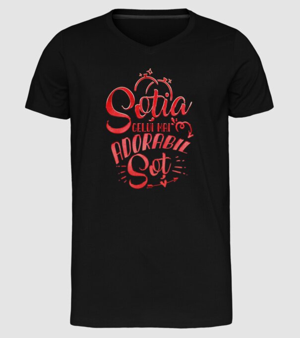 Soția celui mai adorabil soț model negru pe tricou