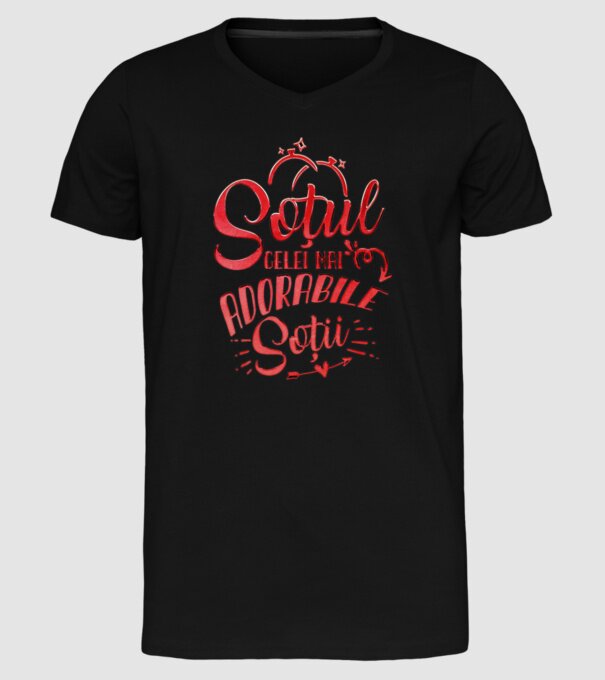 Soțul celei mai adorabile soții model negru pe tricou