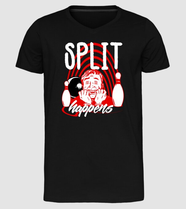 Split Happens model negru pe tricou