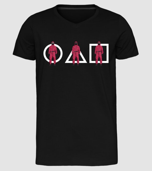 squid game characters model negru pe tricou