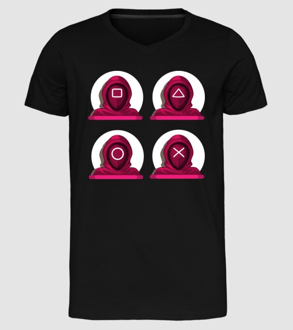 squid game characters model negru pe tricou