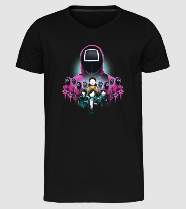 squid game crew model negru pe tricou