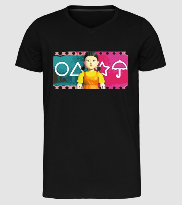 squid game drawing model negru pe tricou