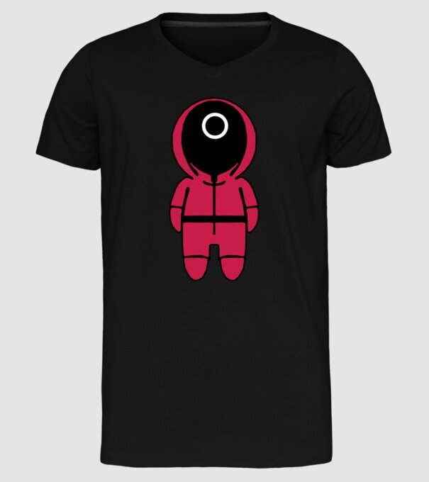 squid game figure model negru pe tricou
