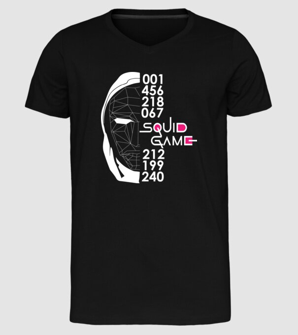 squid game numbers model negru pe tricou