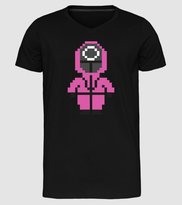 squid game pixel model negru pe tricou