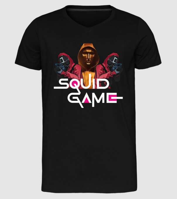 squid game poster model negru pe tricou