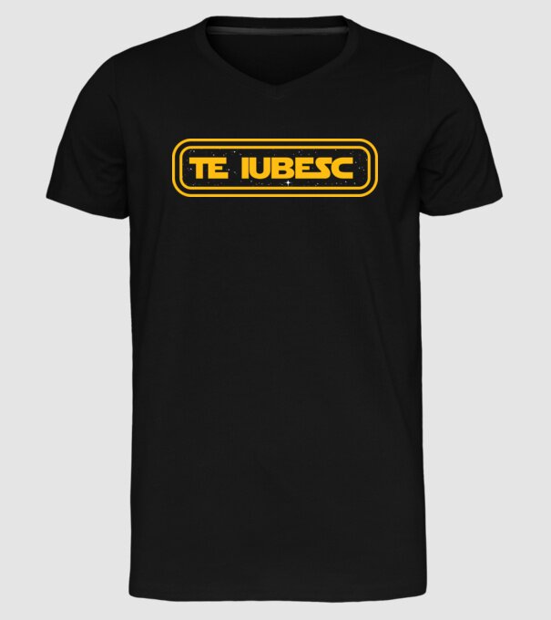 Starwars couple shirt model negru pe tricou