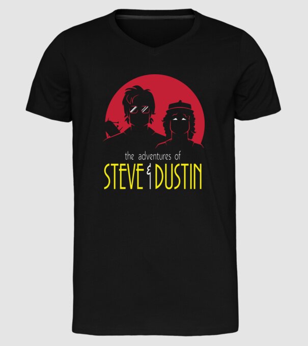 steve and dustin model negru pe tricou