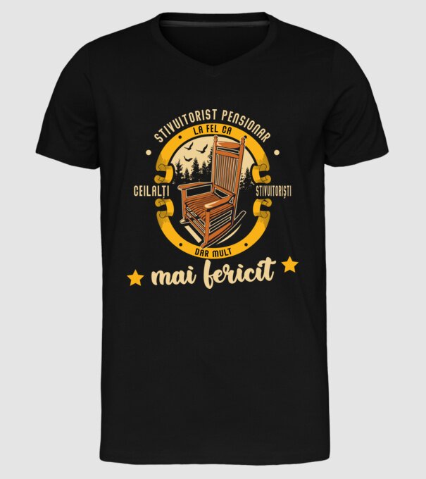 STIVUITORIST pensionar - la fel ca ceilalți stivuitoriști, dar mult mai fericit model negru pe tricou