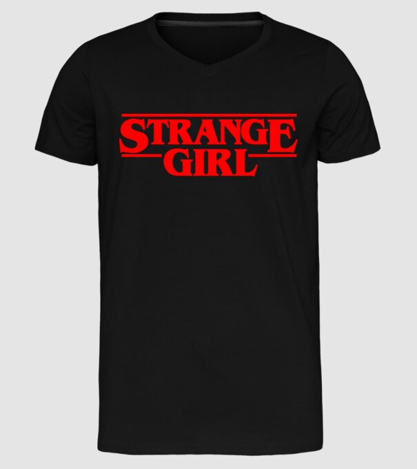 strange girl model negru pe tricou