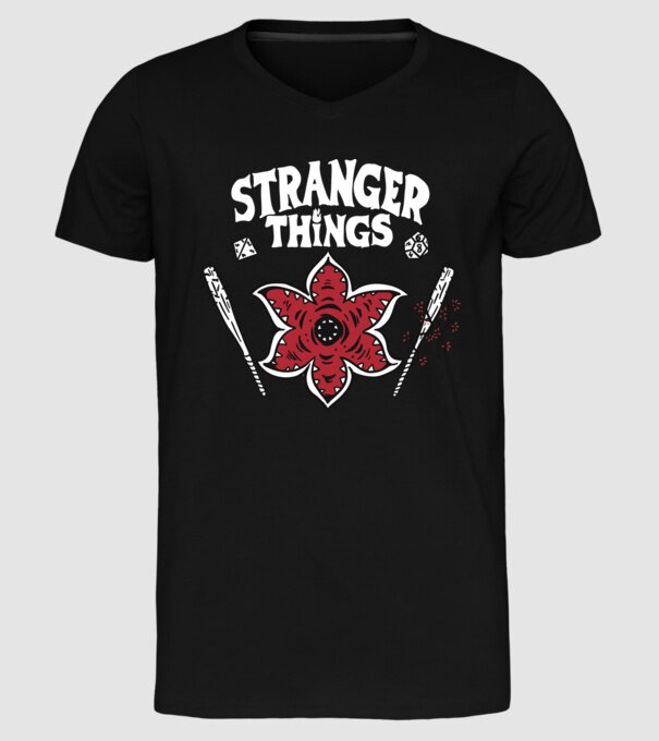 stranger things demogorgon head model negru pe tricou