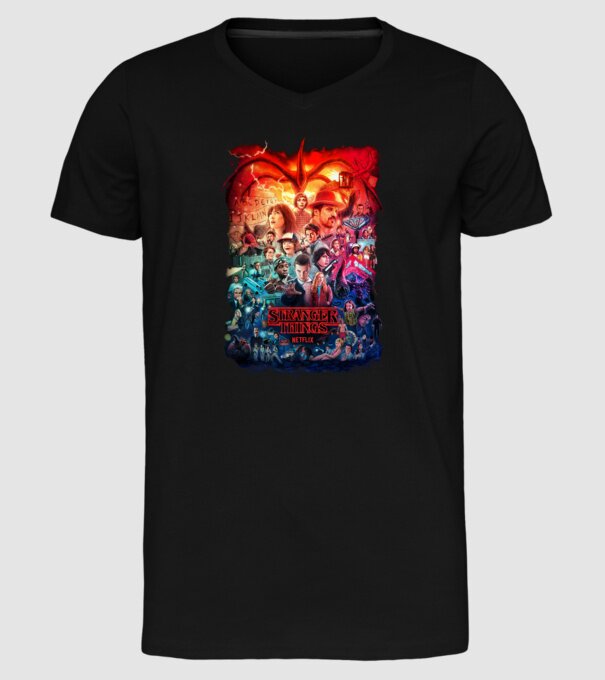 stranger things tribute poster2 model negru pe tricou