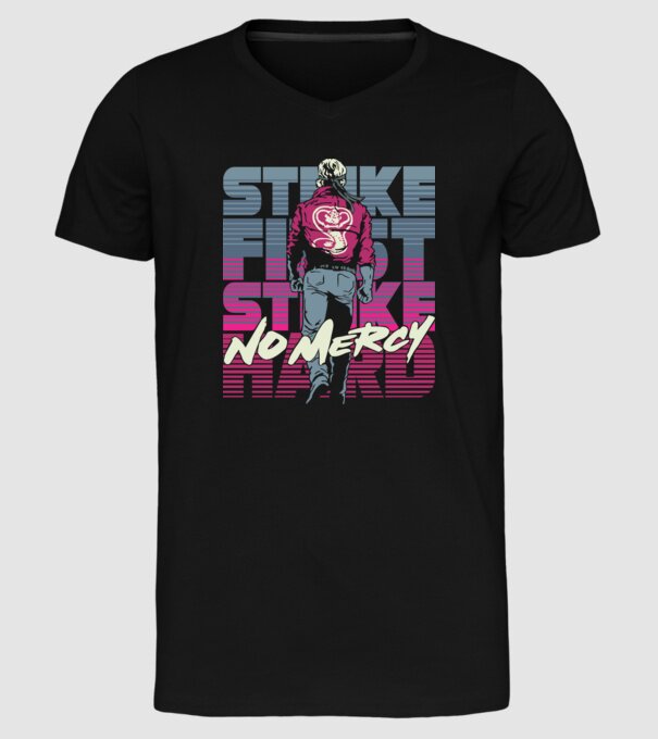Strike first strike hard neon model negru pe tricou