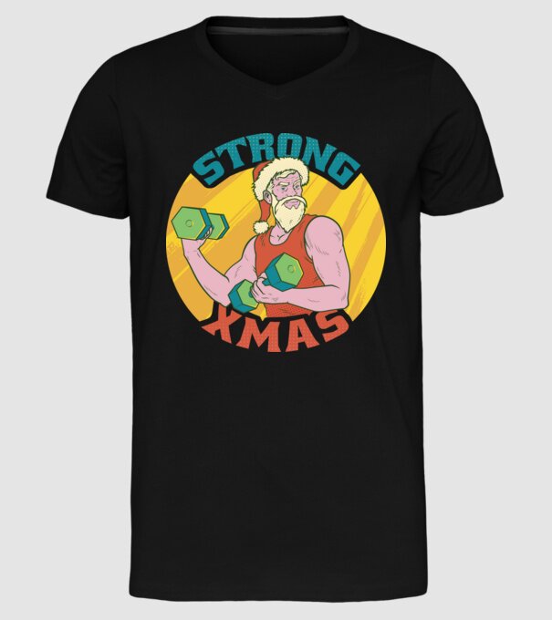 strong xmas model negru pe tricou
