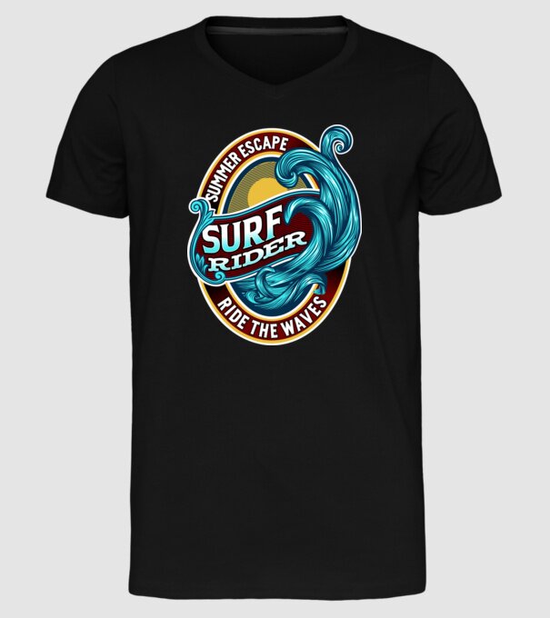 Summer Escape model negru pe tricou
