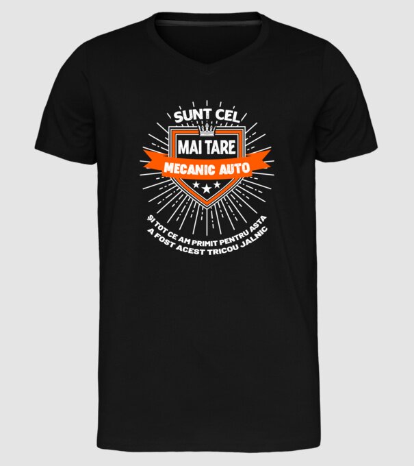 Sunt cel mai tare_mecanic auto model negru pe tricou