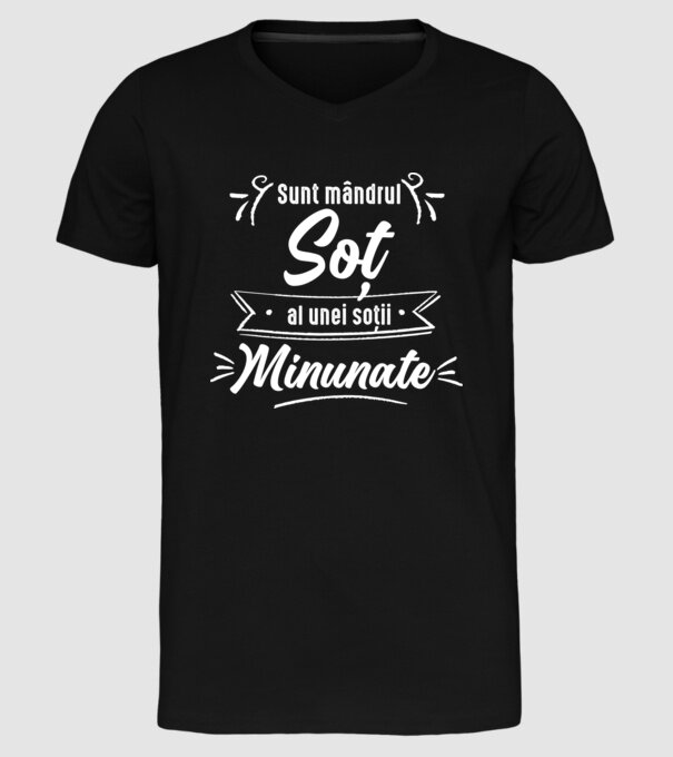 Sunt mândrul soț al unei soții minunate model negru pe tricou