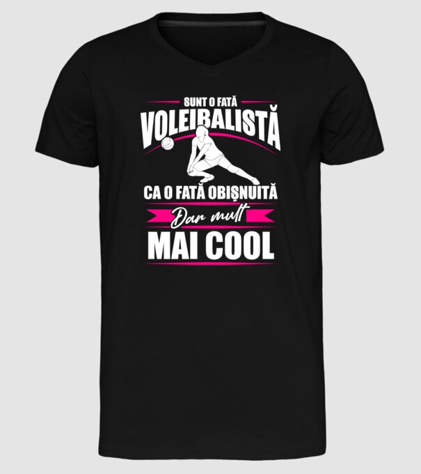 sunt o fată voleibalistă, ca o fată obișnuită, dar mult mai cool model negru pe tricou