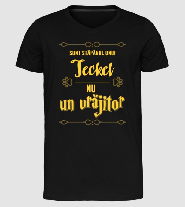 sunt stăpânul unui teckel, nu un vrăjitor model negru pe tricou