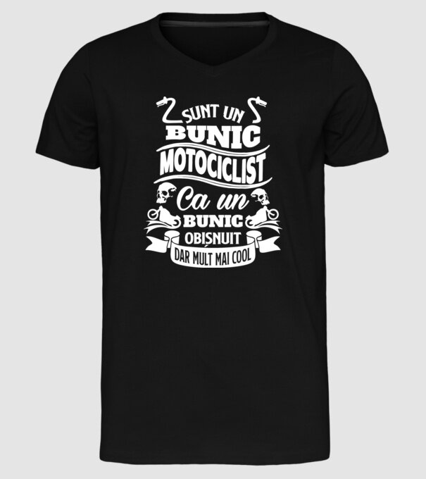 Sunt un bunic motociclist, ca un bunic obișnuit, dar mult mai cool model negru pe tricou