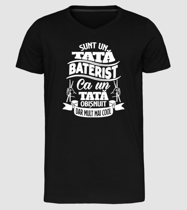 Sunt un tată baterist, ca un tată obișnuit, dar mult mai cool model negru pe tricou