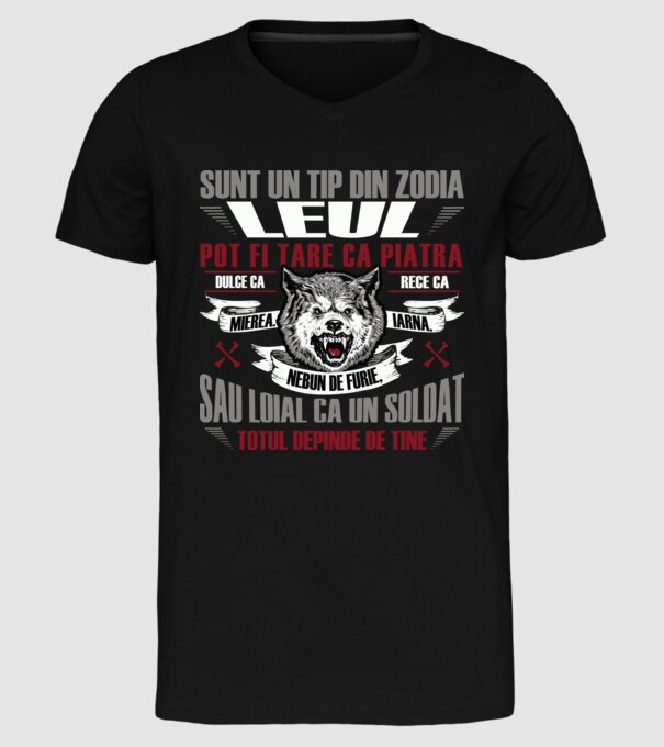 Sunt un tip din zodia Leul model negru pe tricou