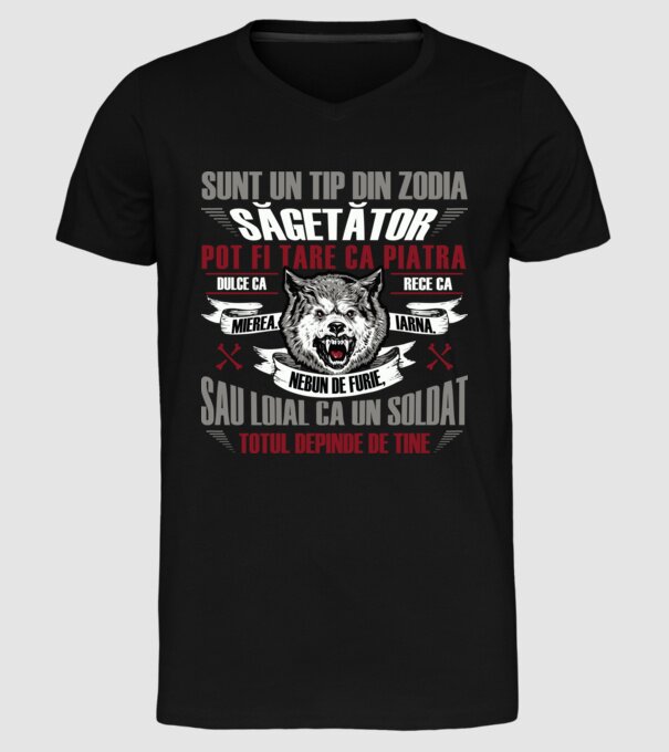 Sunt un tip din zodia Săgetător model negru pe tricou