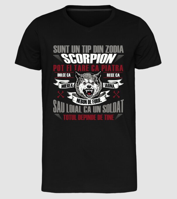 Sunt un tip din zodia Scorpion model negru pe tricou