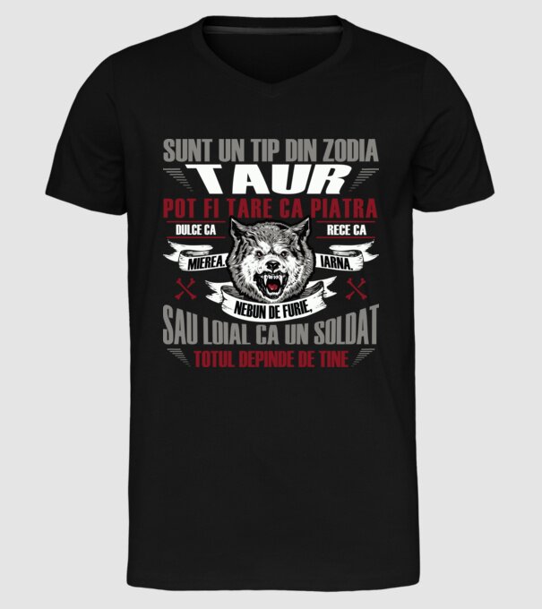 Sunt un tip din zodia Taur model negru pe tricou